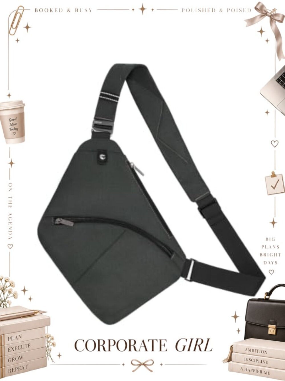 RFID Blocking Anti-Theft Sling Crossbody Bag Water-Resistant